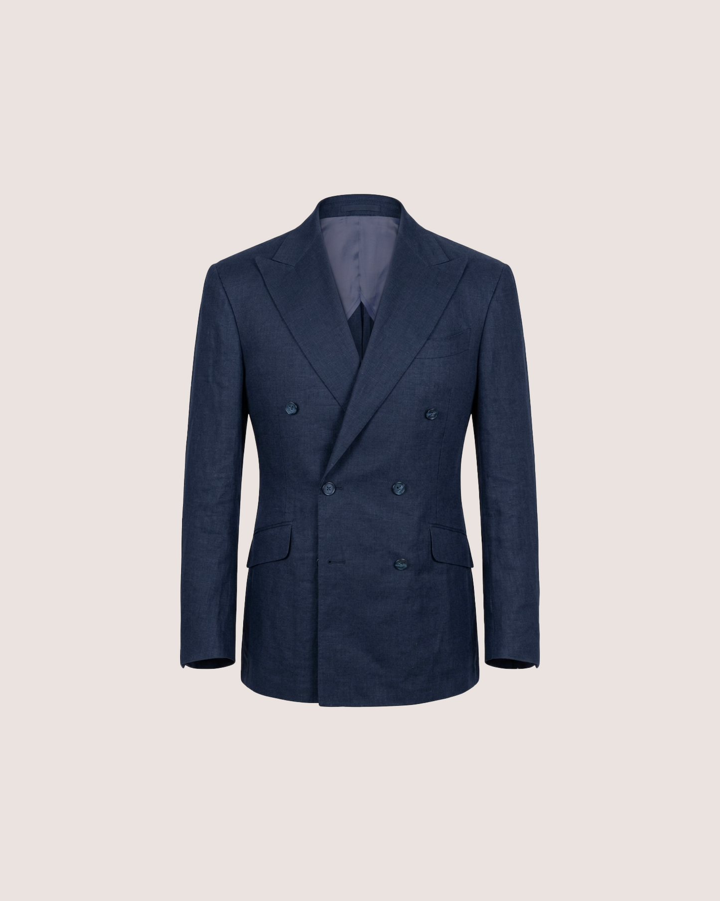 Double Breasted Blazer Navy Blue Linen