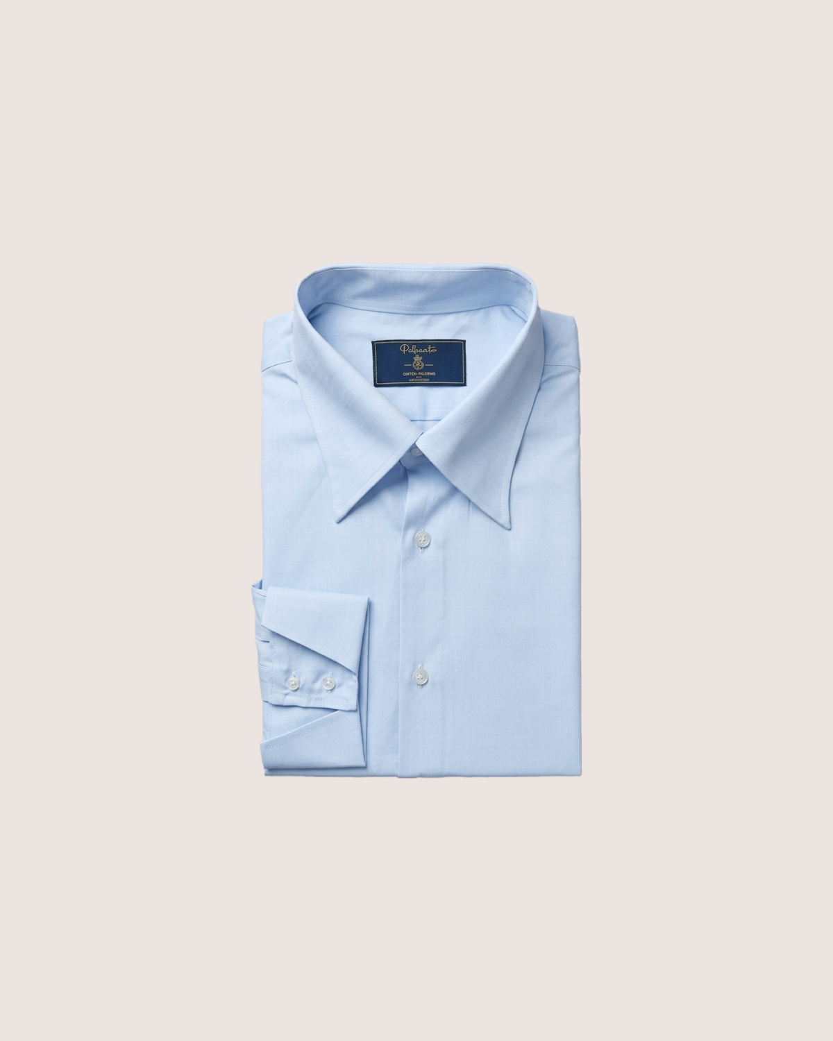 Light Blue Silk-Cotton Shirt Hidden Button Collar