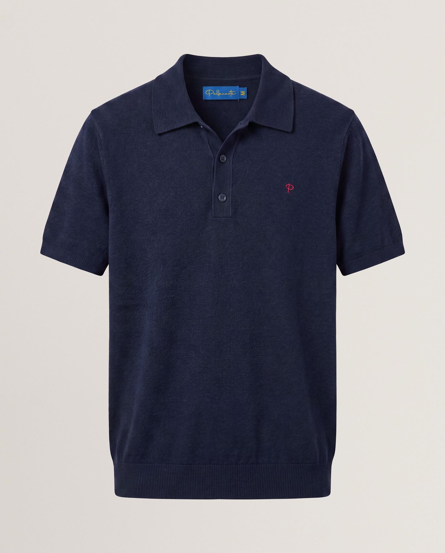 Knitted Polo Shirt Navy Cotton