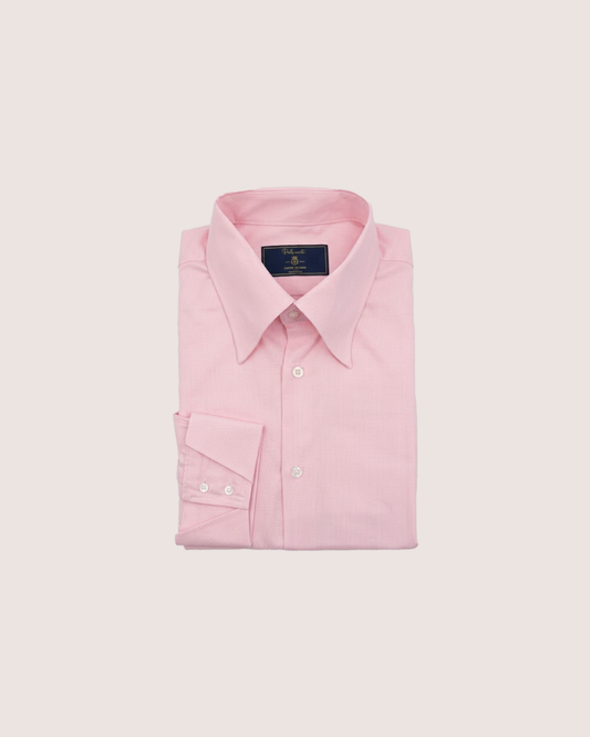 Pink Checkered Cotton Shirt Hidden Button Collar