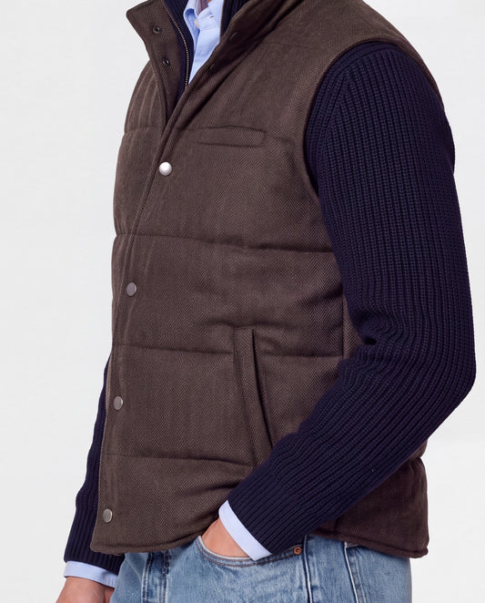 Herringbone Wool Padded Vest