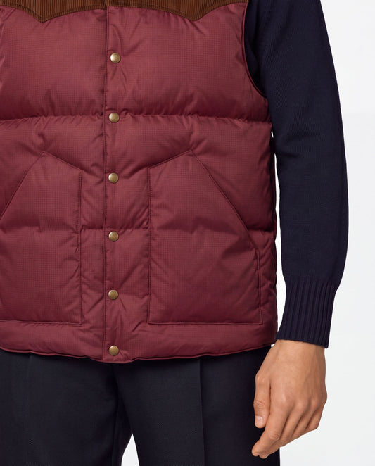 Corduroy Yoke Down Vest Burgundy