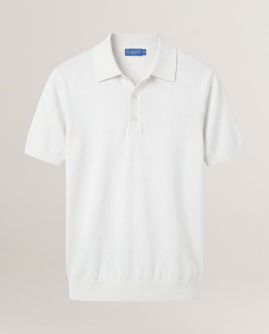 Knitted Polo Shirt White Cotton
