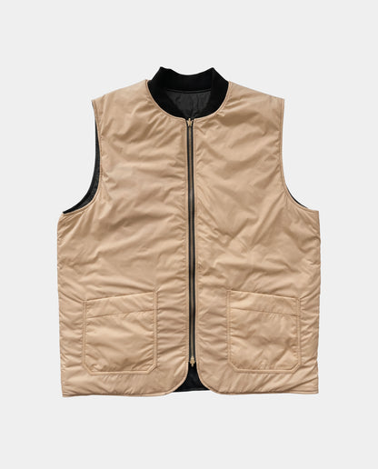 Reversible Quilted Nylon Vest Navy & Beige