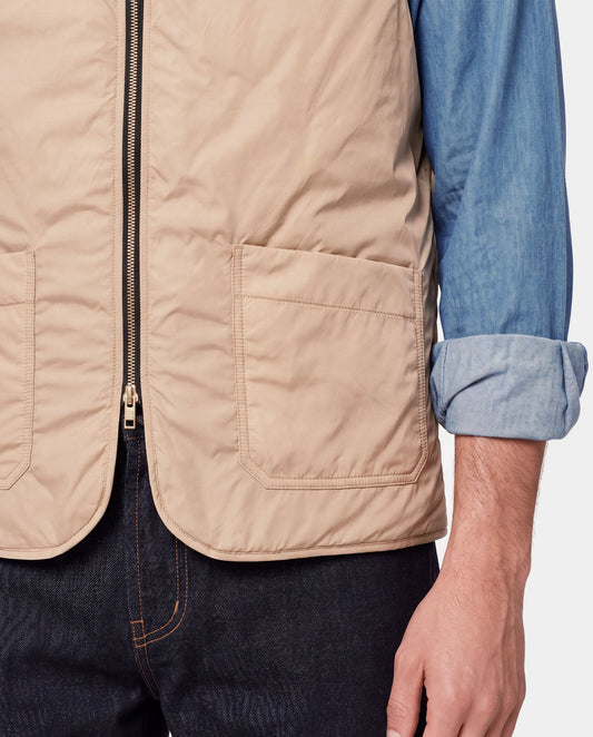 Reversible Quilted Nylon Vest Navy & Beige