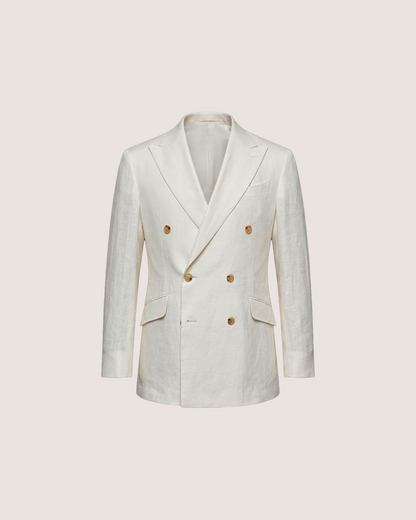 Double Breasted Blazer Milk White Linen