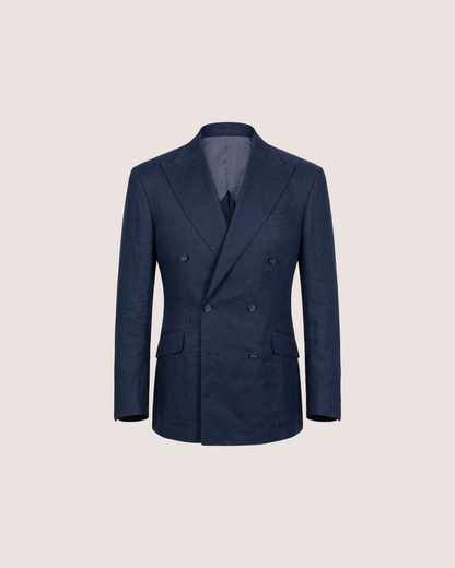 Double Breasted Blazer Navy Blue Linen