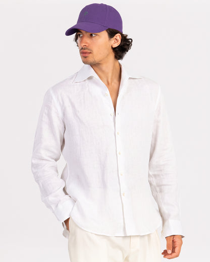 White Linen Shirt One-Piece Collar