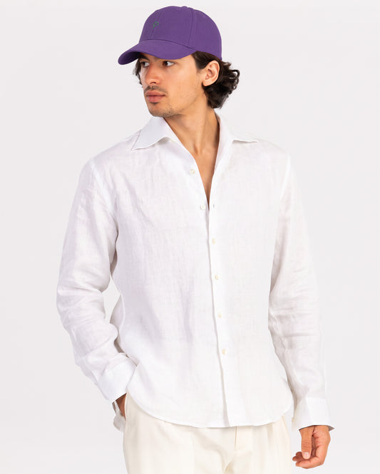 White Linen Shirt One-Piece Collar