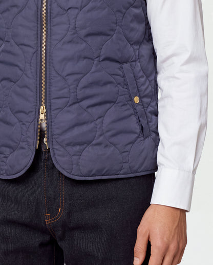 Reversible Quilted Nylon Vest Navy & Beige