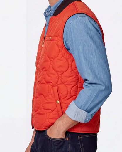 Reversible Quilted Nylon Vest Orange & Olive