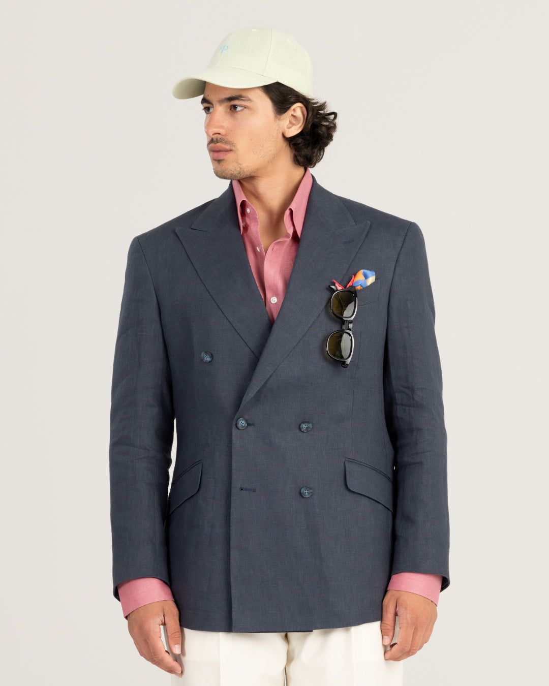 Red Pink Linen Shirt Hidden Button Collar