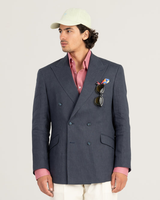 Red Pink Linen Shirt Hidden Button Collar