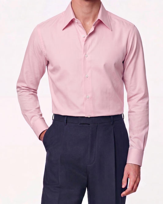 Pink Checkered Cotton Shirt Hidden Button Collar