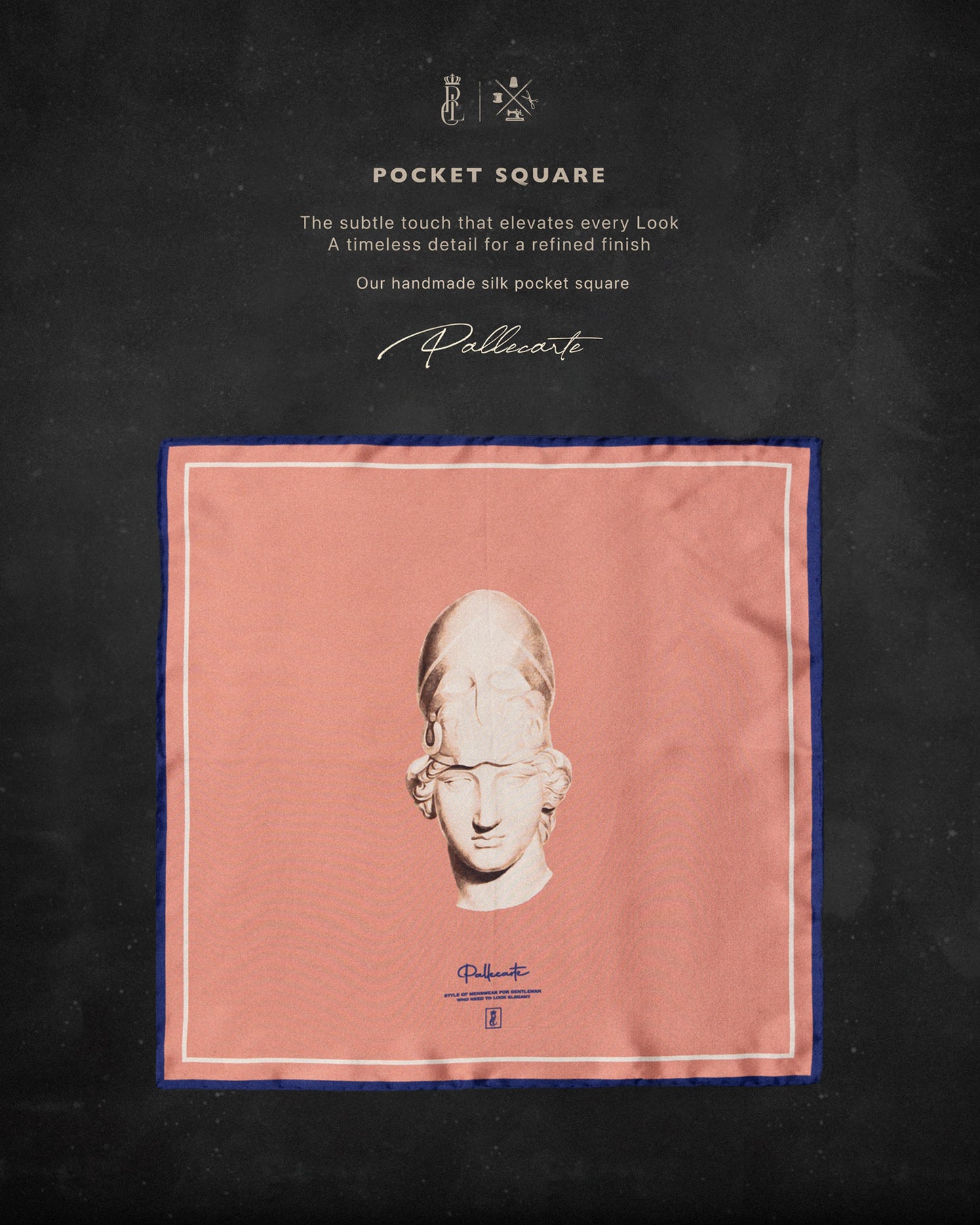 Silk Pocket Square Alexander - Hand stitched edges