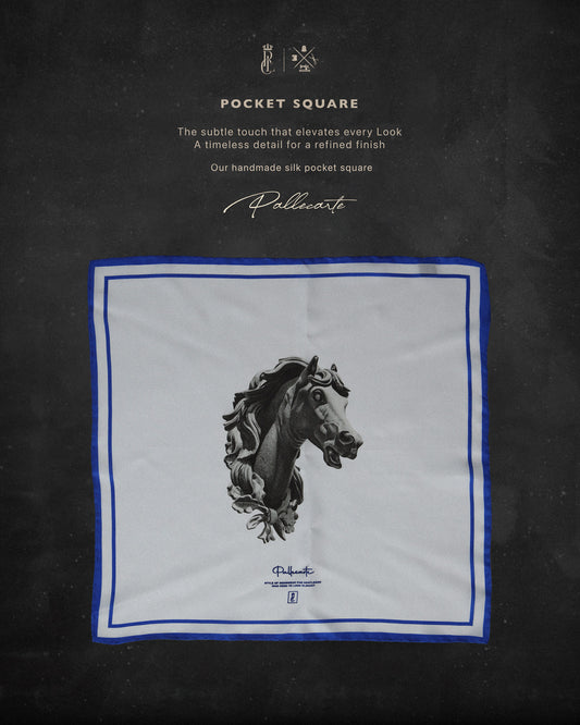 Silk Pocket Square Horse - Hand stitched edges