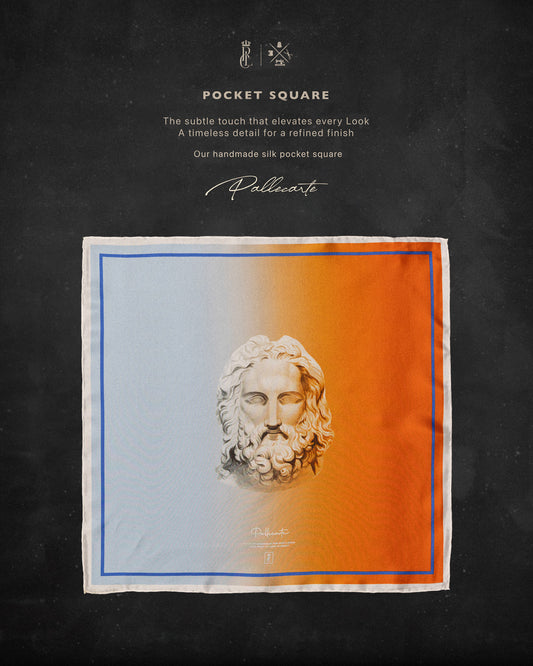 Silk Pocket Square Zeus - hand stitched edges