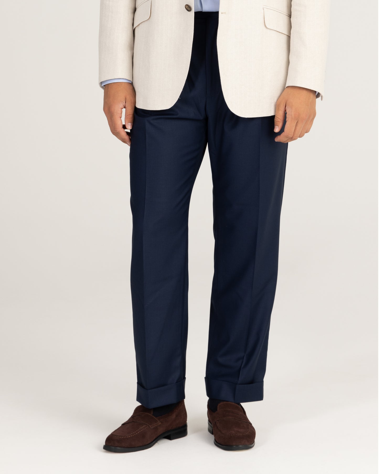 Double Pleated Trouser Navy Blue Wool