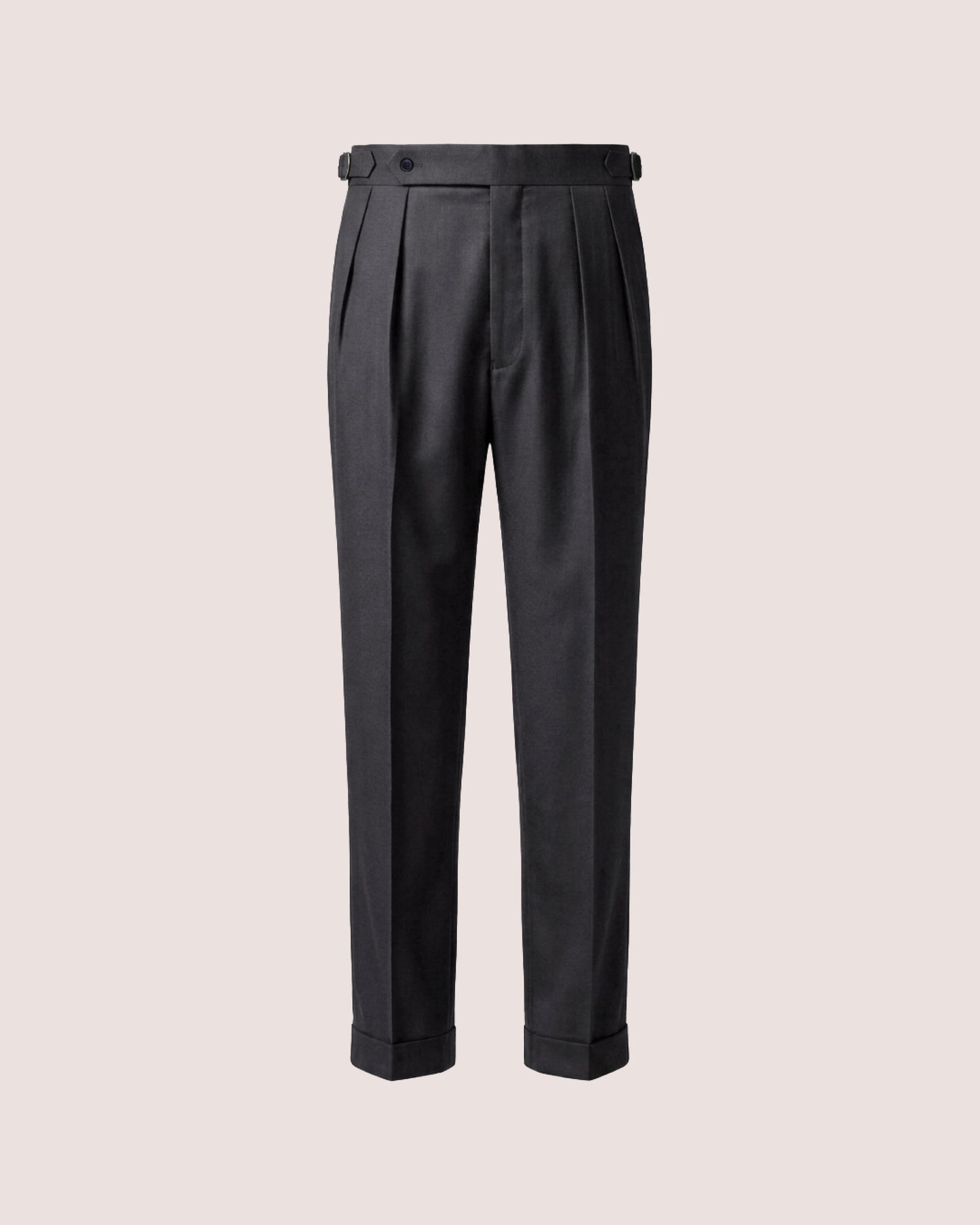 Double Pleated Trouser Charcoal Grey Worsted Wool