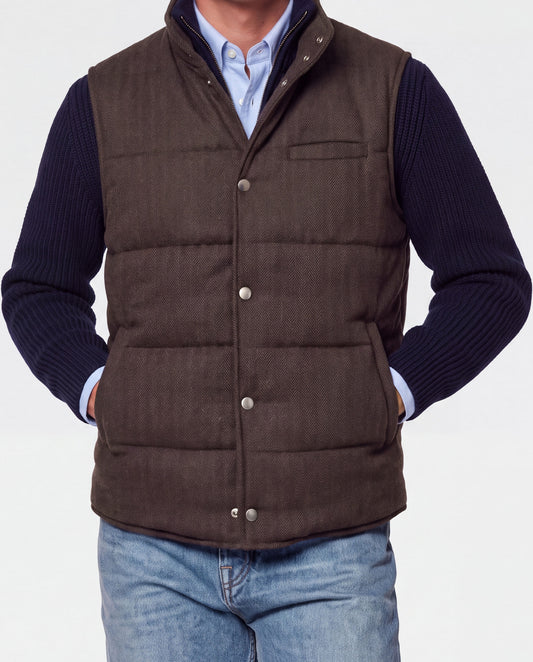 Herringbone Wool Padded Vest