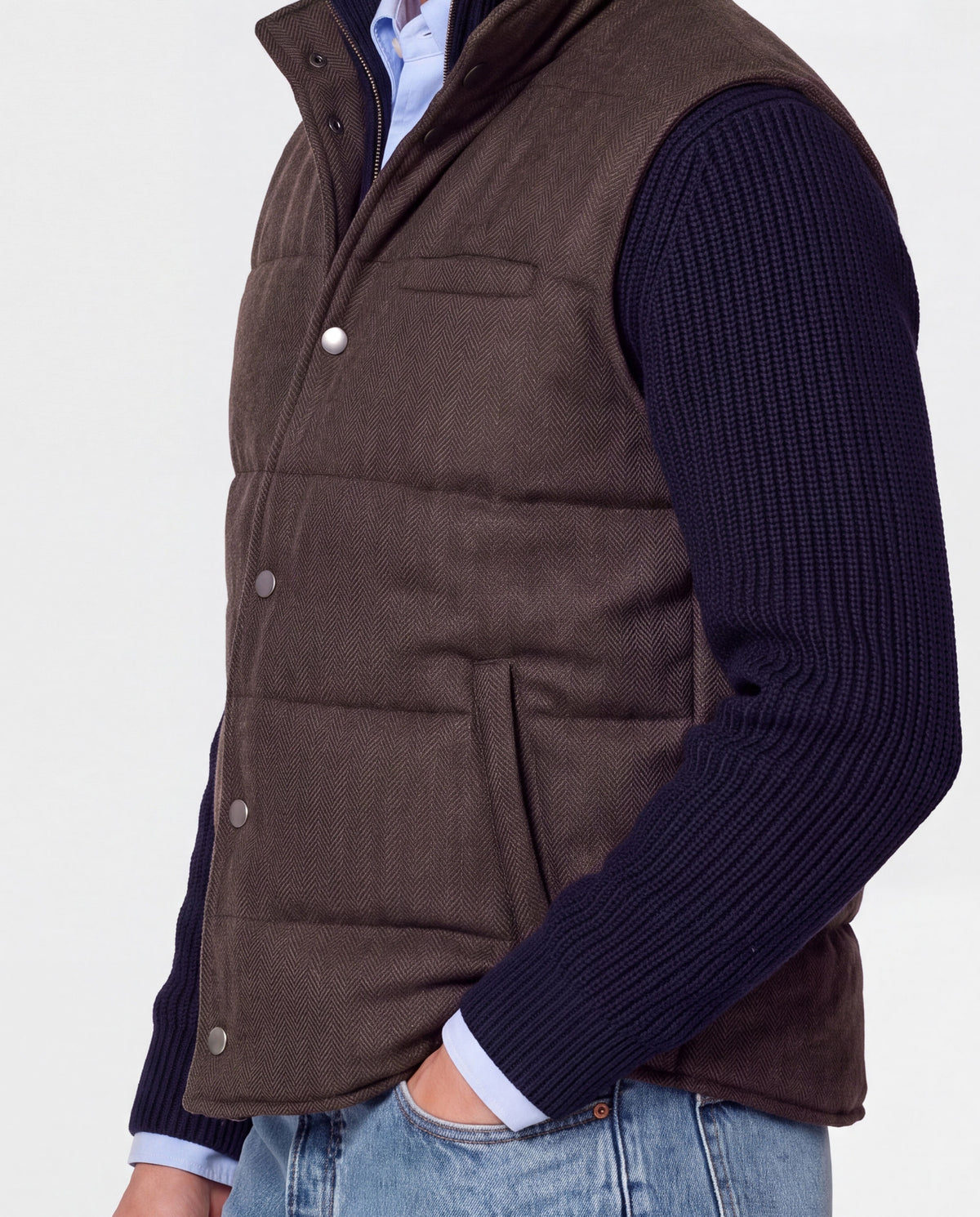 Herringbone Wool Padded Vest