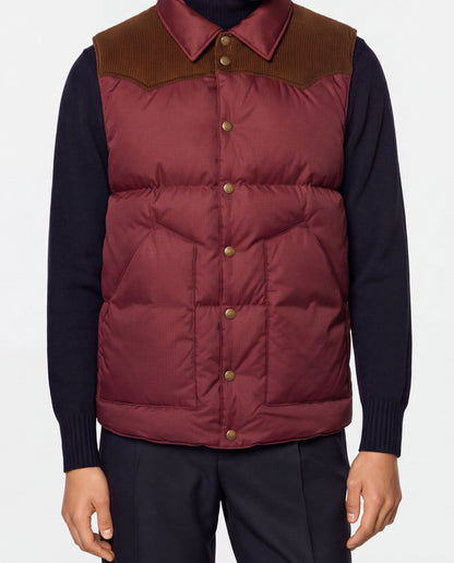 Corduroy Yoke Down Vest Burgundy