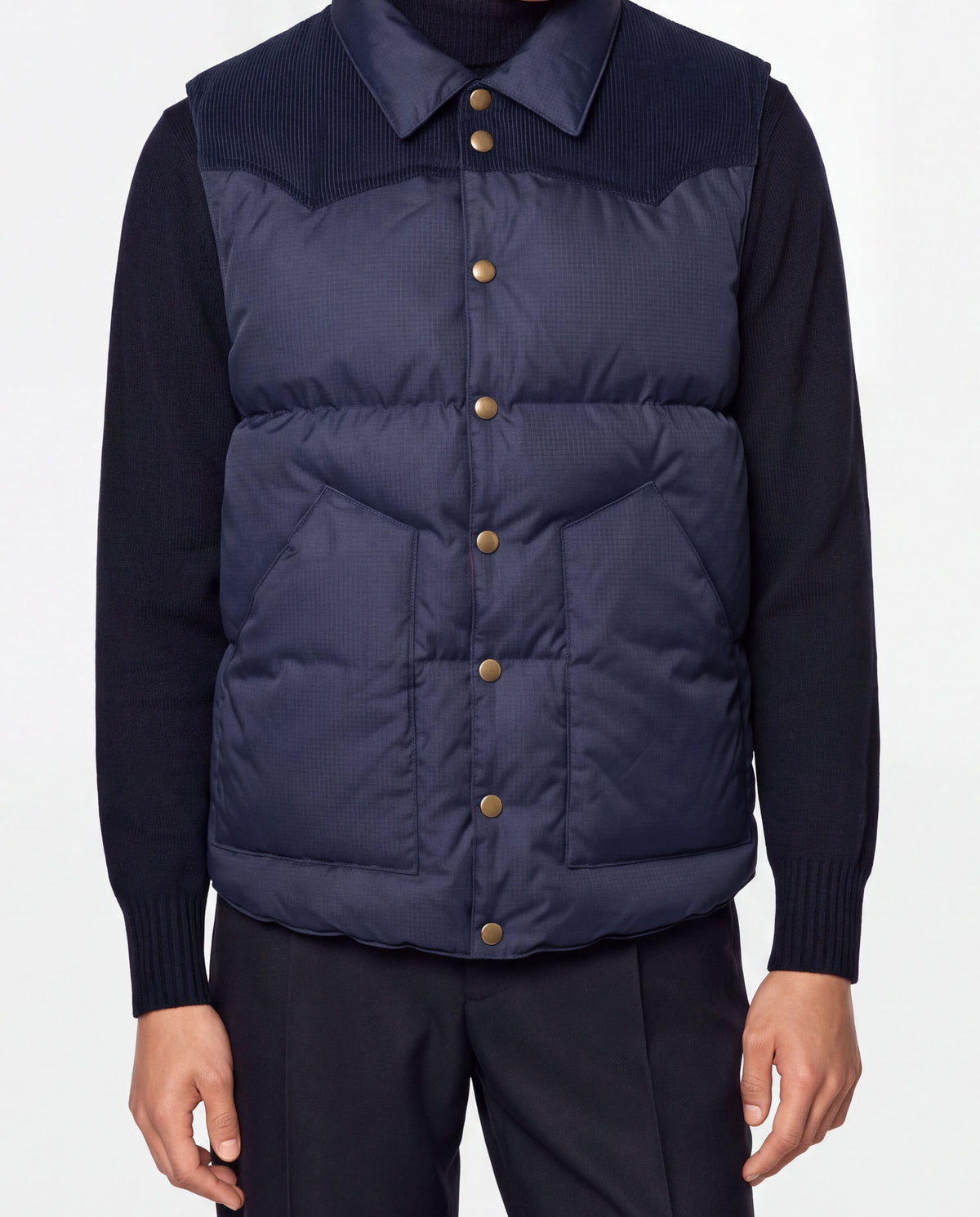 Corduroy Yoke Down Vest Navy