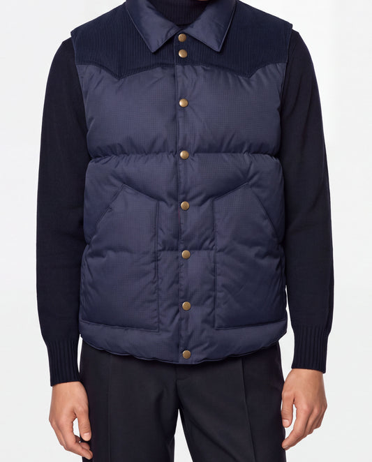 Corduroy Yoke Down Vest Navy