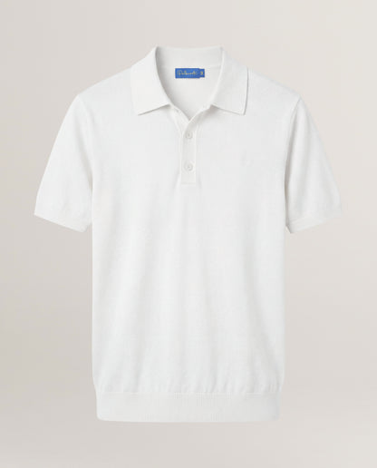 Knitted Polo Shirt White Cotton