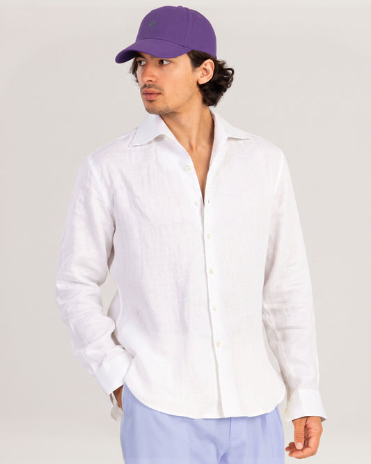 White Linen Shirt One-Piece Collar