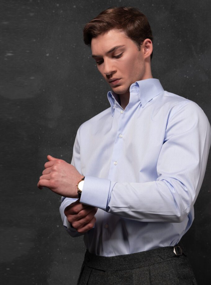 Blue Striped Cotton Classic Shirt